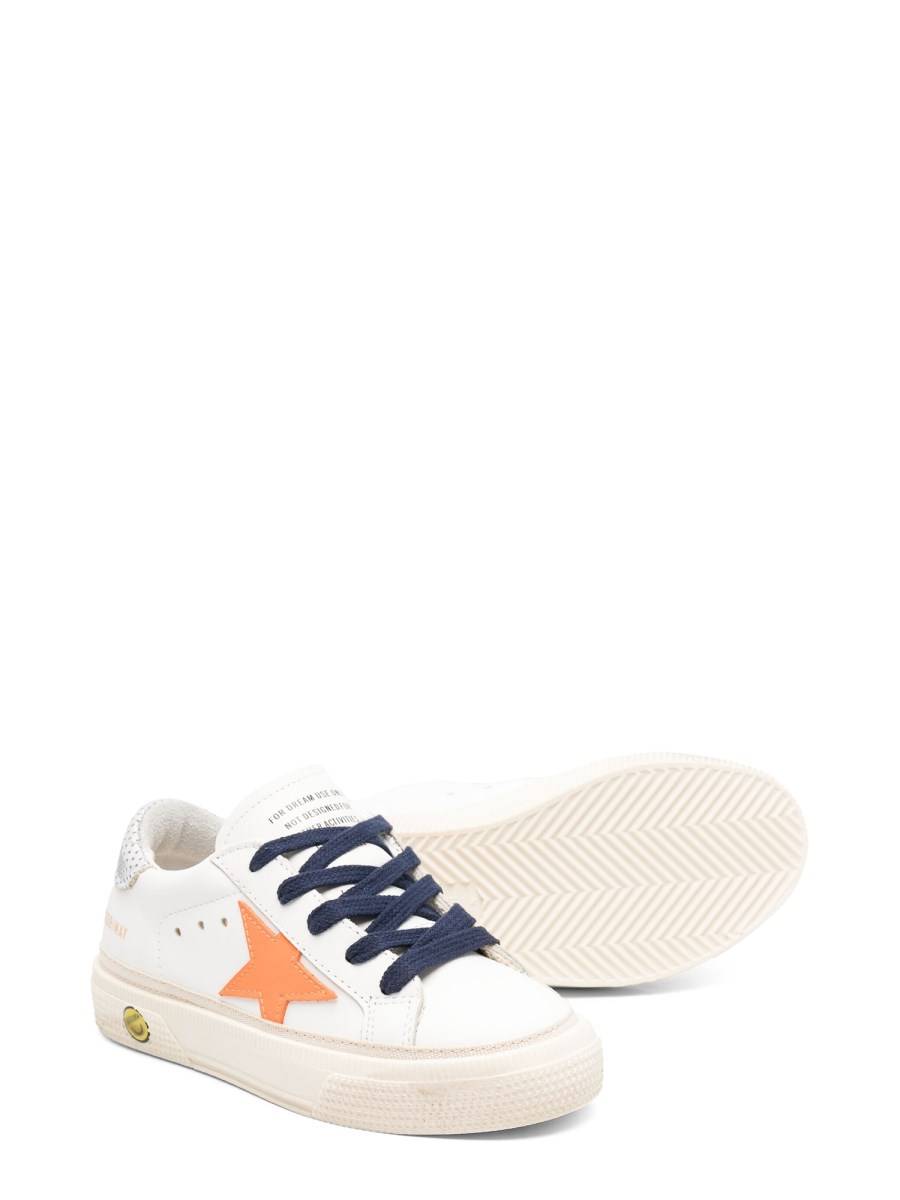 GOLDEN GOOSE MAY LEATHER UPPER SUEDE STAR LAMINATED GLITTER HEEL