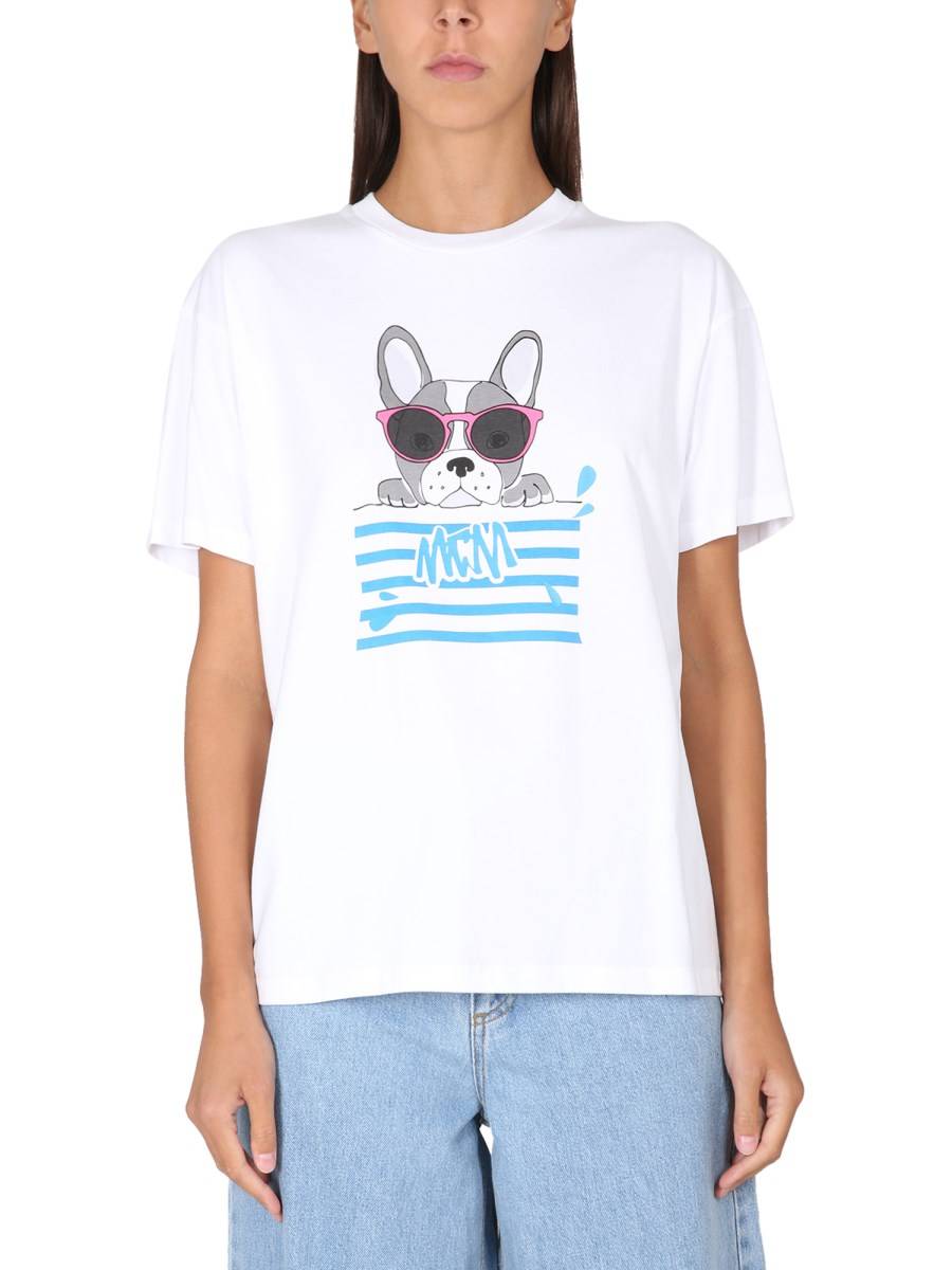 MCM T-SHIRT IN JERSEY DI COTONE CON STAMPA LOGO