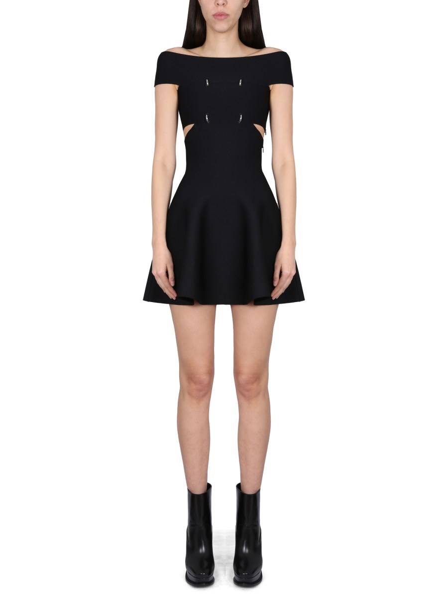 ALEXANDER McQUEEN MINIABITO CON SPALLE SCOPERTE E DETTAGLI CUT-OUT