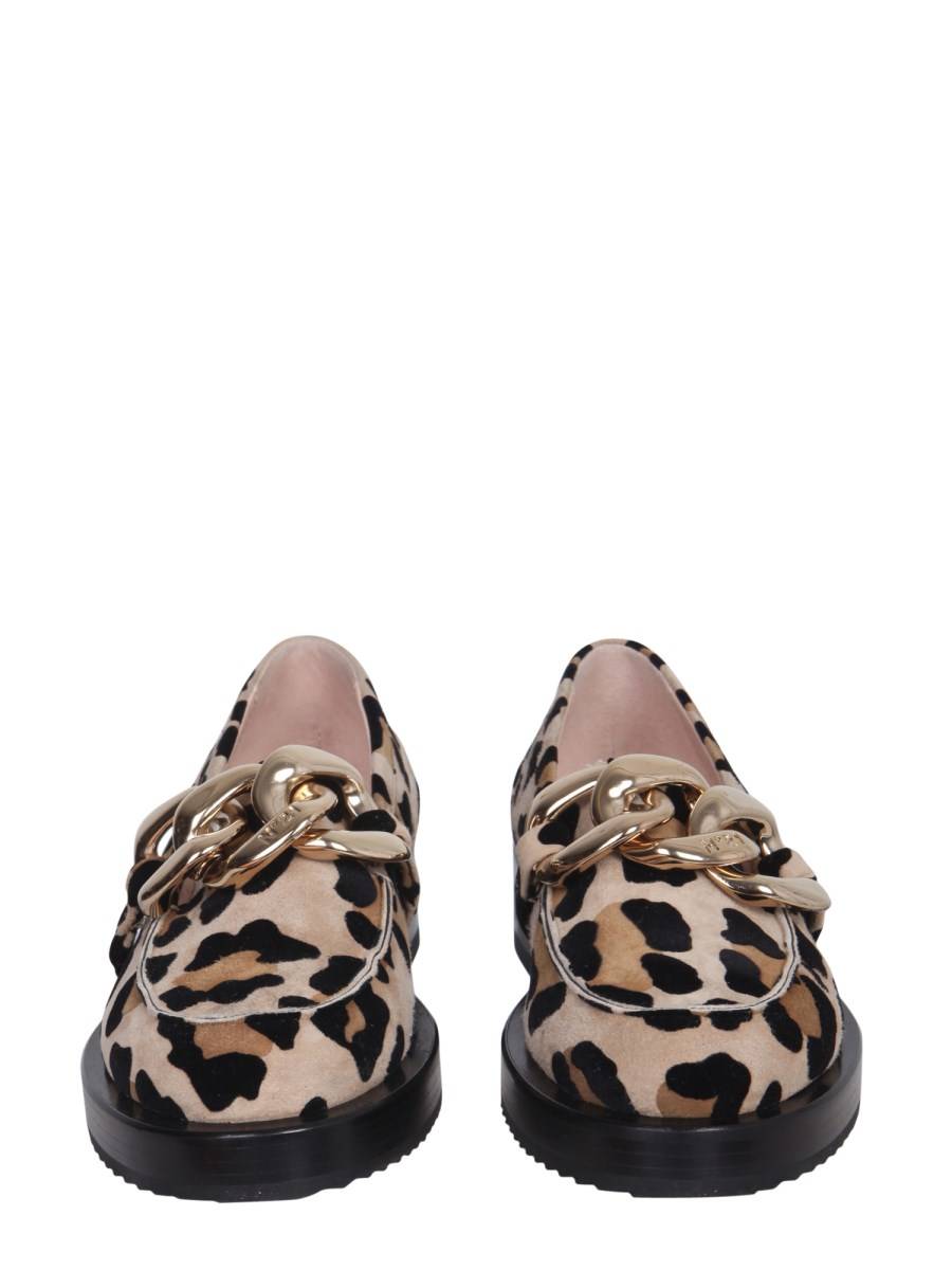 N°21 MOCASSINO IN SUEDE CON STAMPA FLOCCATA E CATENA OVERSIZE