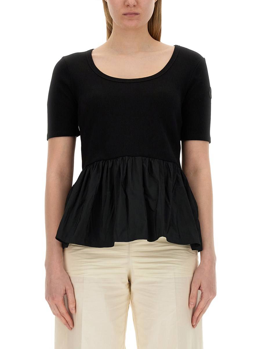 MONCLER T-SHIRT IN JERSEY DI COTONE CON RUCHES