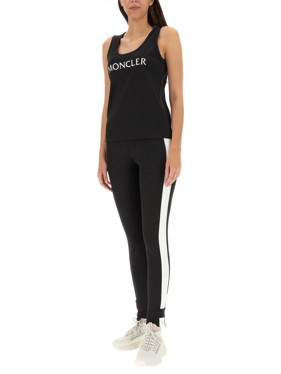 MONCLER TOP IN JERSEY DI COTONE CON STAMPA LOGO