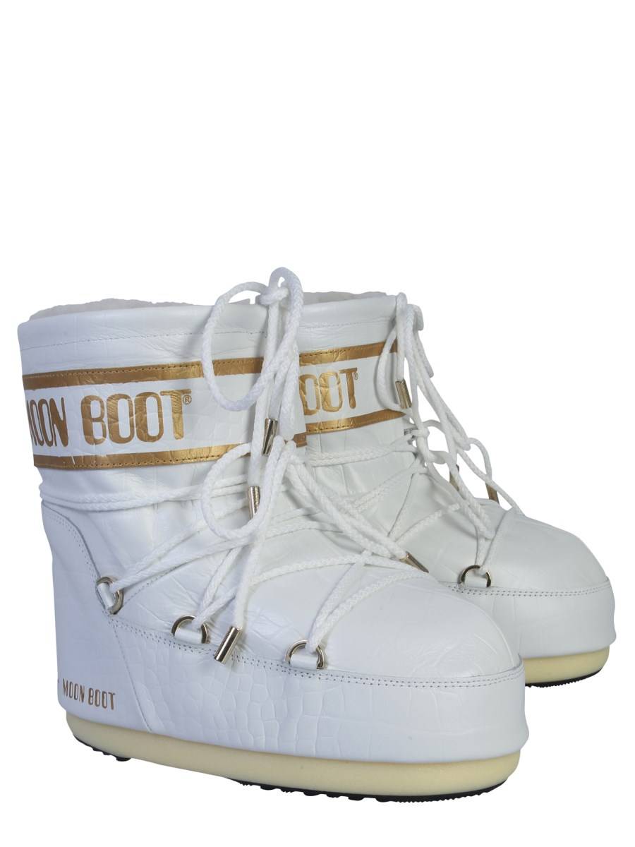 MOON BOOT MOON BOOT CLASSIC LOW IN PELLE STAMPA COCCO