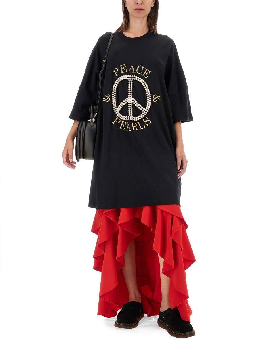 MOSCHINO ABITO IN INTERLOCK DI COTONE PEACE & PEARLS