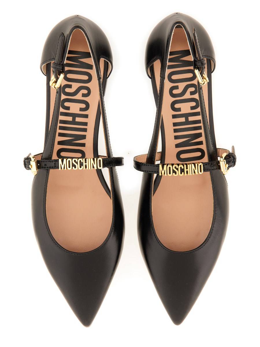 MOSCHINO BALLERINA IN PELLE CON LOGO