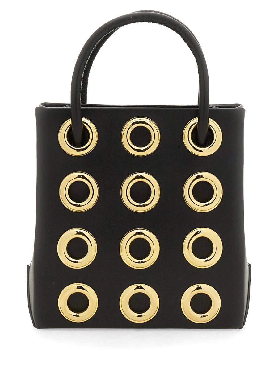 MOSCHINO BORSA IN PELLE CON OCCHIELLI IN METALLO