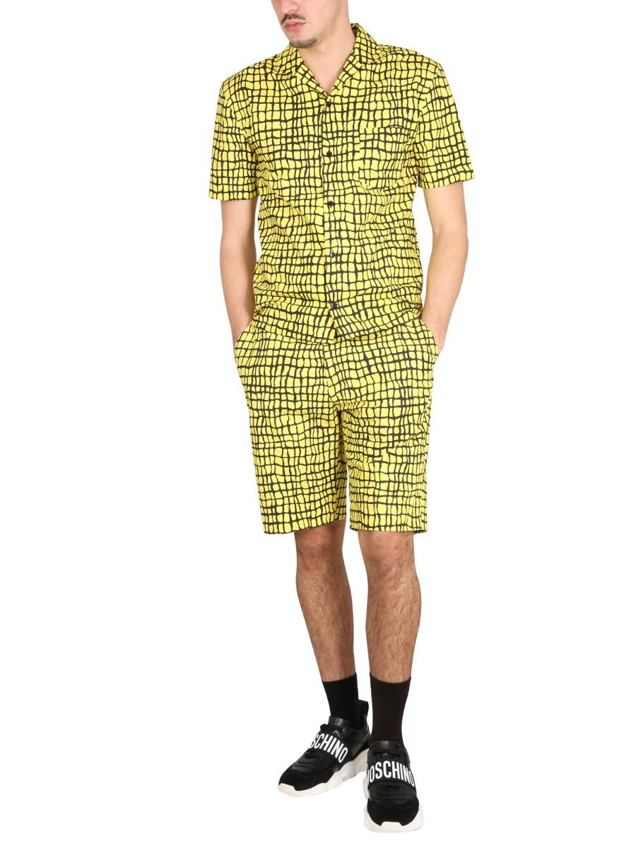 MOSCHINO CAMICIA WARPED GRID