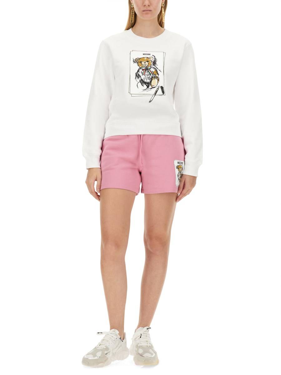 MOSCHINO FELPA IN COTONE CON STAMPA TEDDY