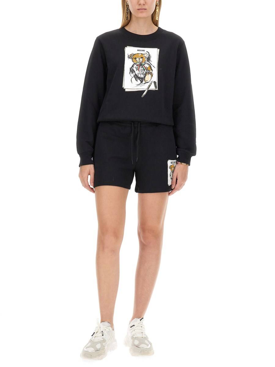 MOSCHINO FELPA IN COTONE CON STAMPA TEDDY