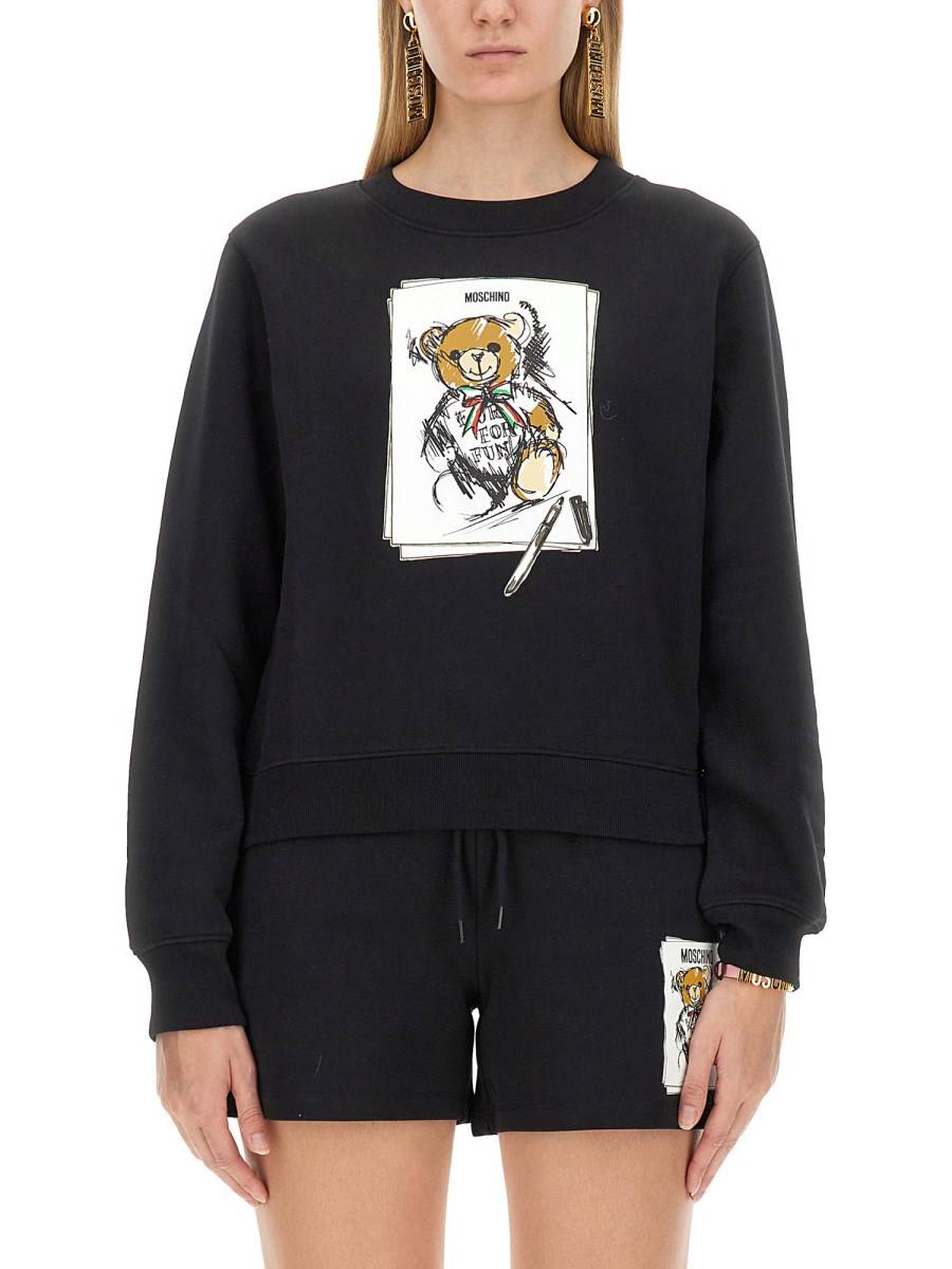 MOSCHINO FELPA IN COTONE CON STAMPA TEDDY