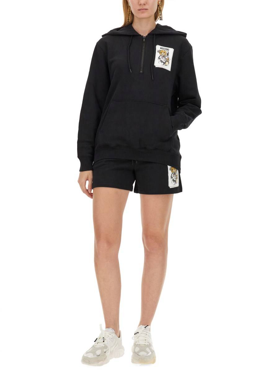 MOSCHINO FELPA IN COTONE CON STAPA LOGO