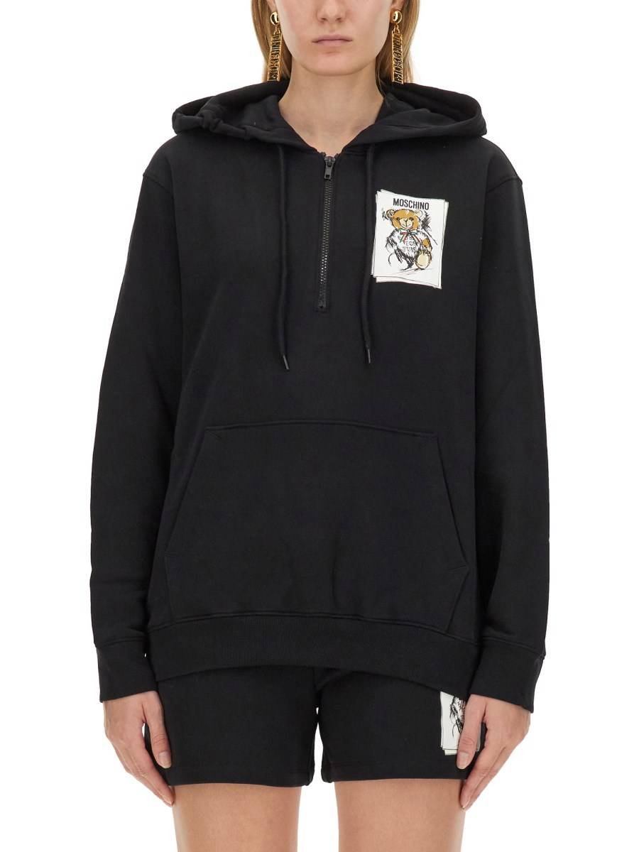 MOSCHINO FELPA IN COTONE CON STAPA LOGO