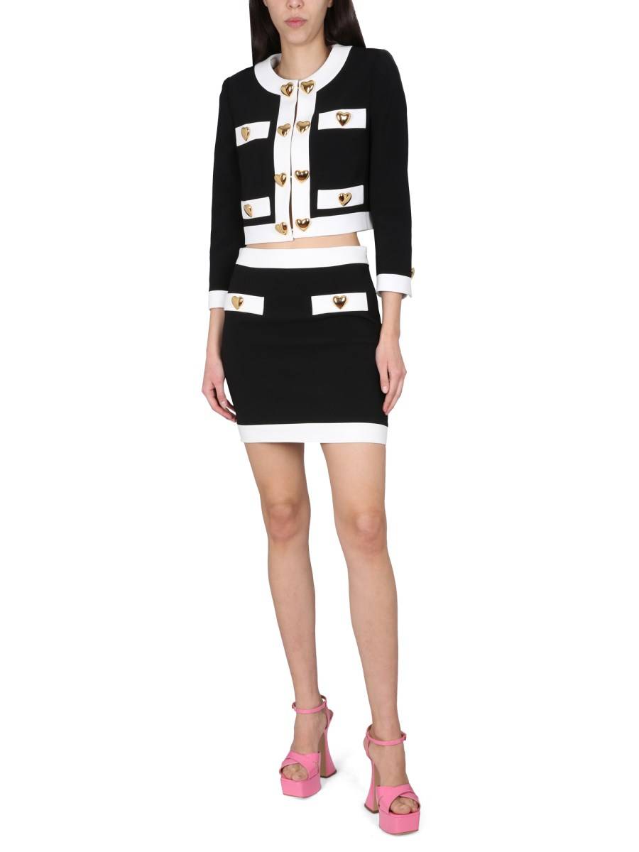 MOSCHINO GIACCA IN CRÊPE HEART BUTTONS