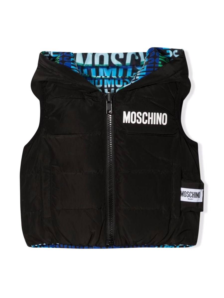 MOSCHINO GILET REVERSIBILE CON CAPPUCCIO