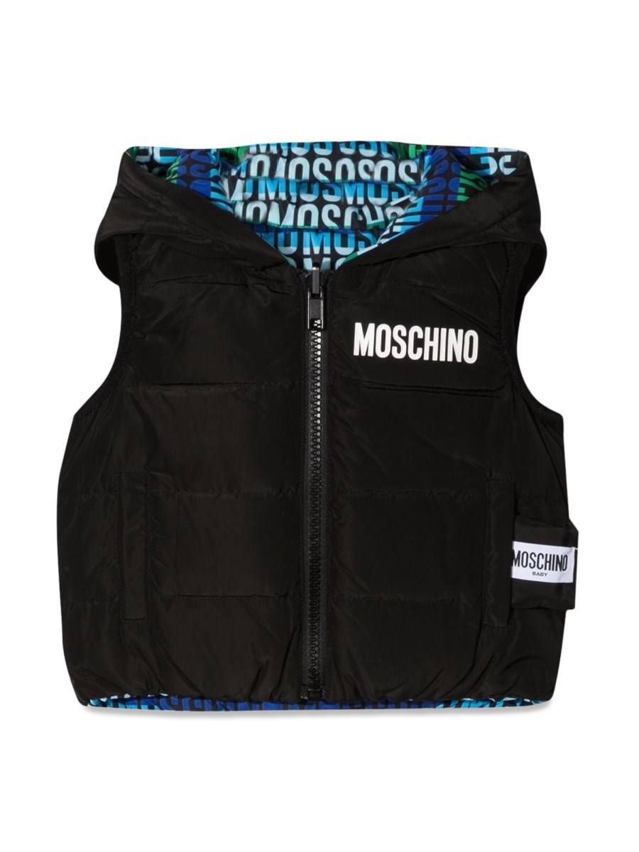 MOSCHINO GILET REVERSIBILE CON CAPPUCCIO