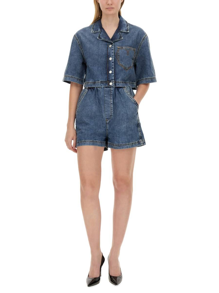MOSCHINO JEANS CAMICIA CROPPED IN DENIM