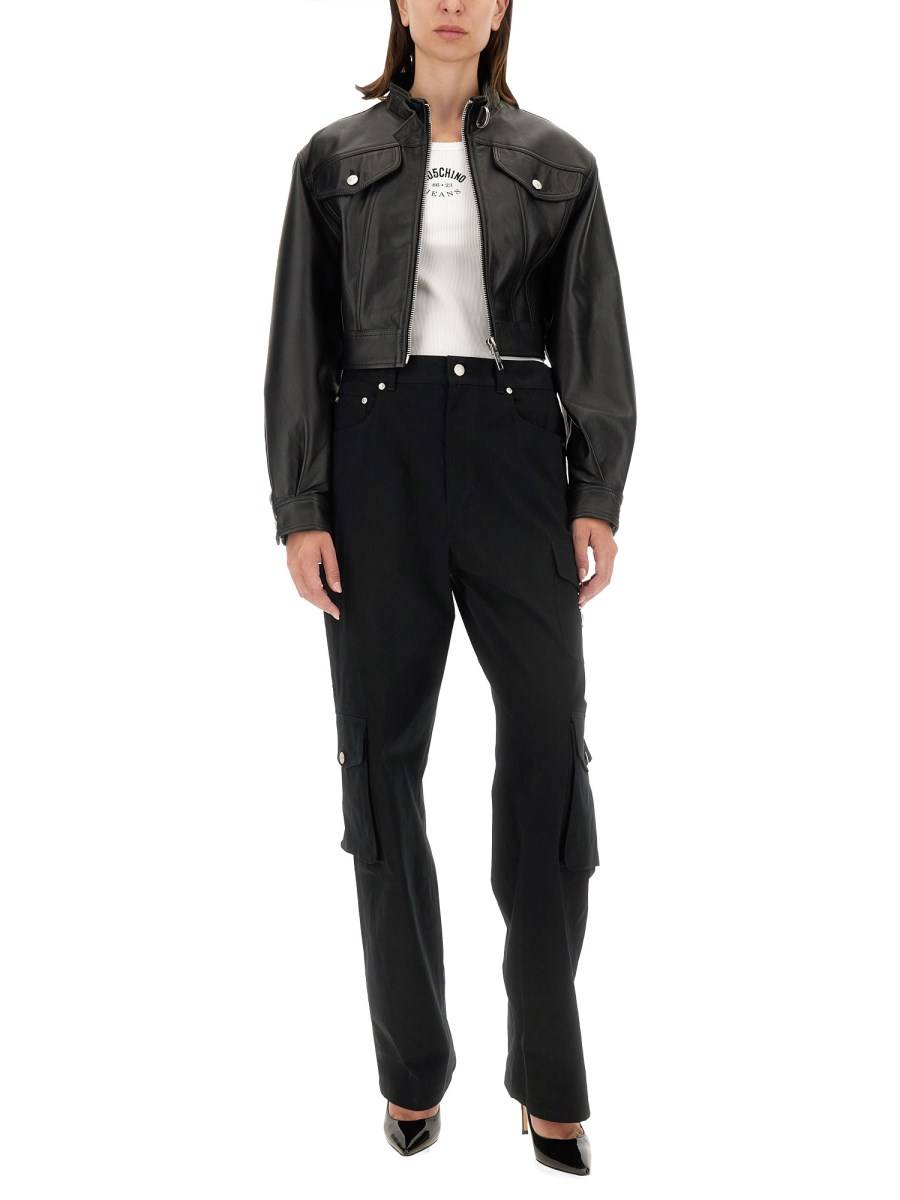 MOSCHINO JEANS GIACCA BIKER IN PELLE