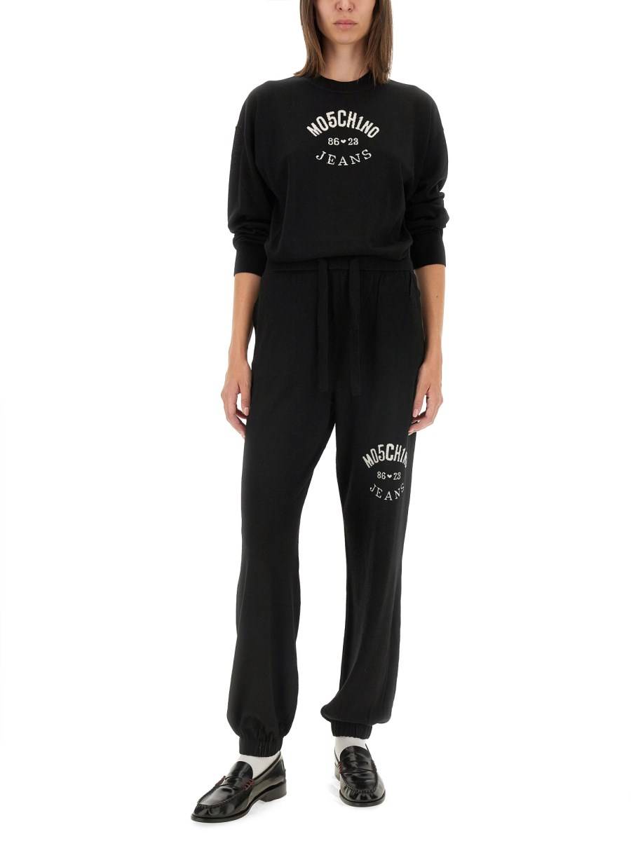 MOSCHINO JEANS PANTALONE JOGGING IN LANA CON LOGO