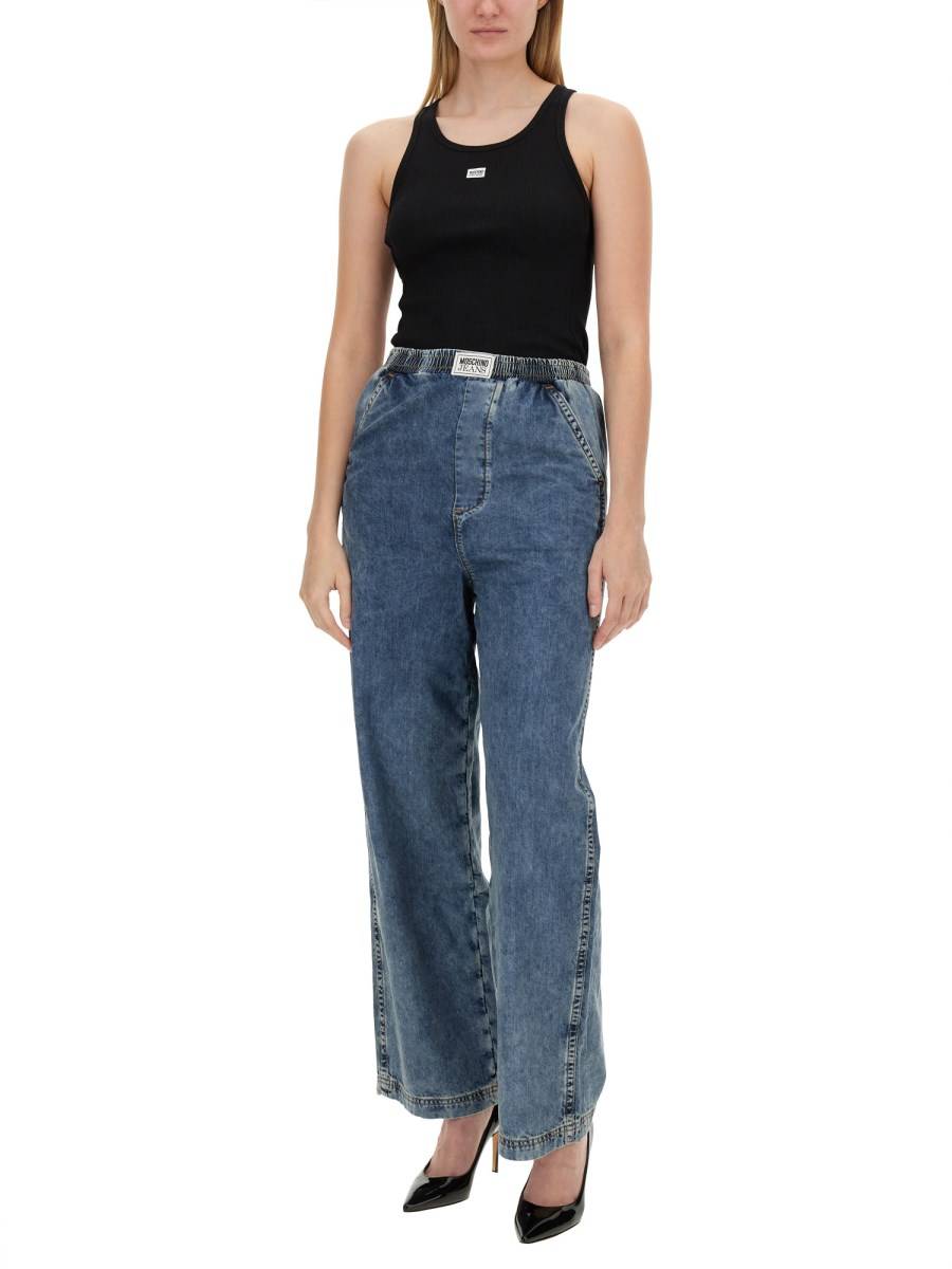 MOSCHINO JEANS TOP CON LOGO IN COTONE