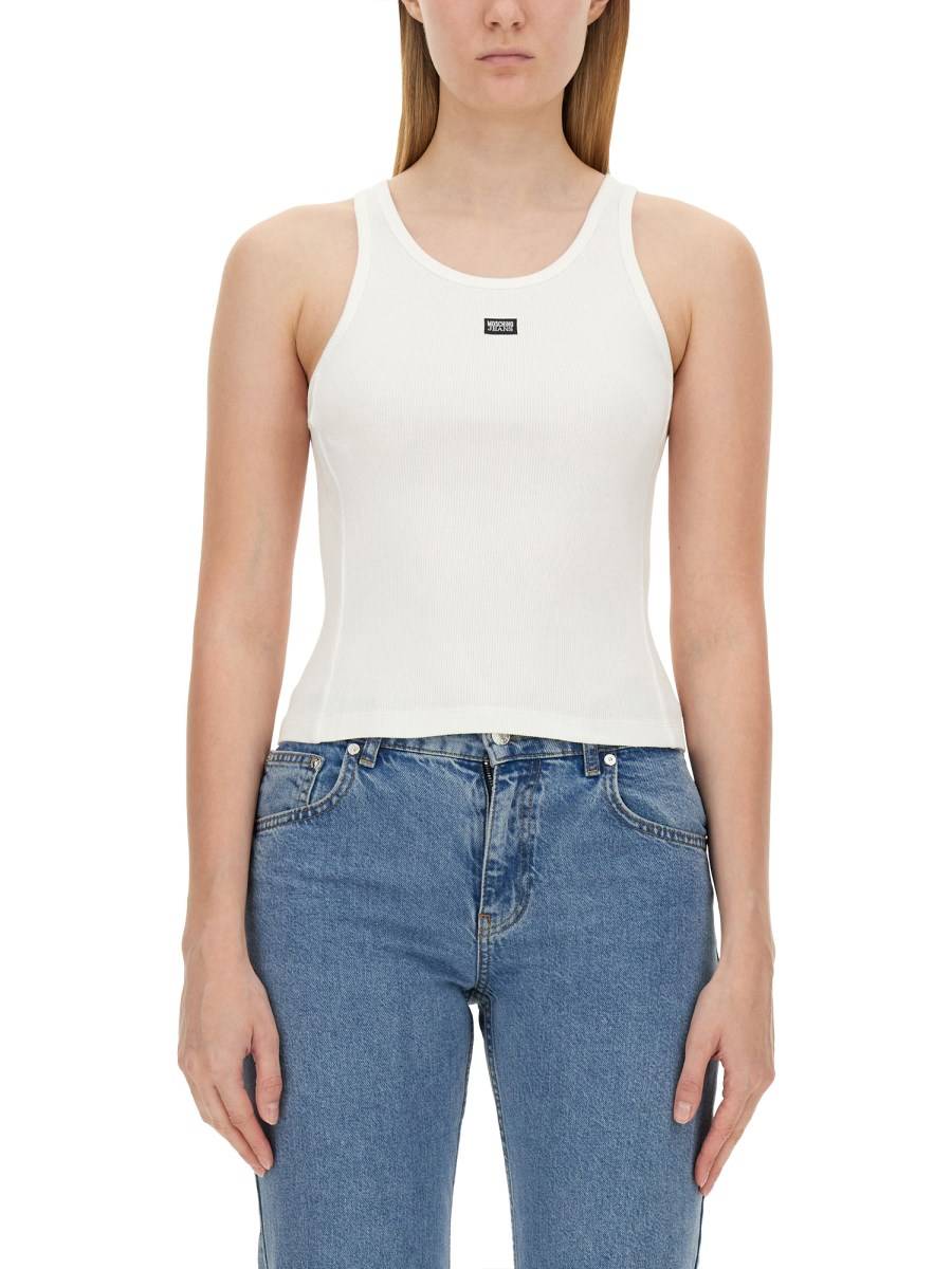 MOSCHINO JEANS TOP CON LOGO IN COTONE