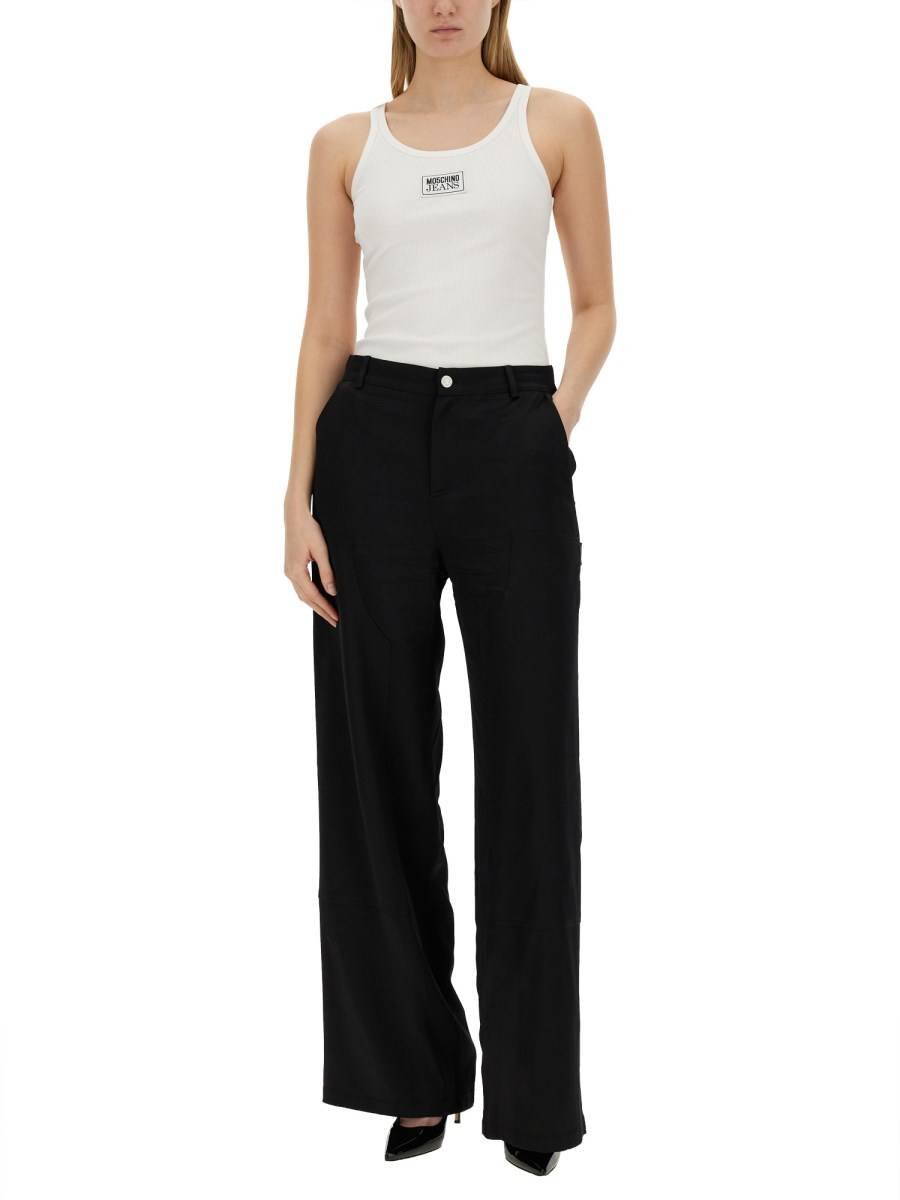 MOSCHINO JEANS TOP IN JERSEY DI COTONE CON LOGO