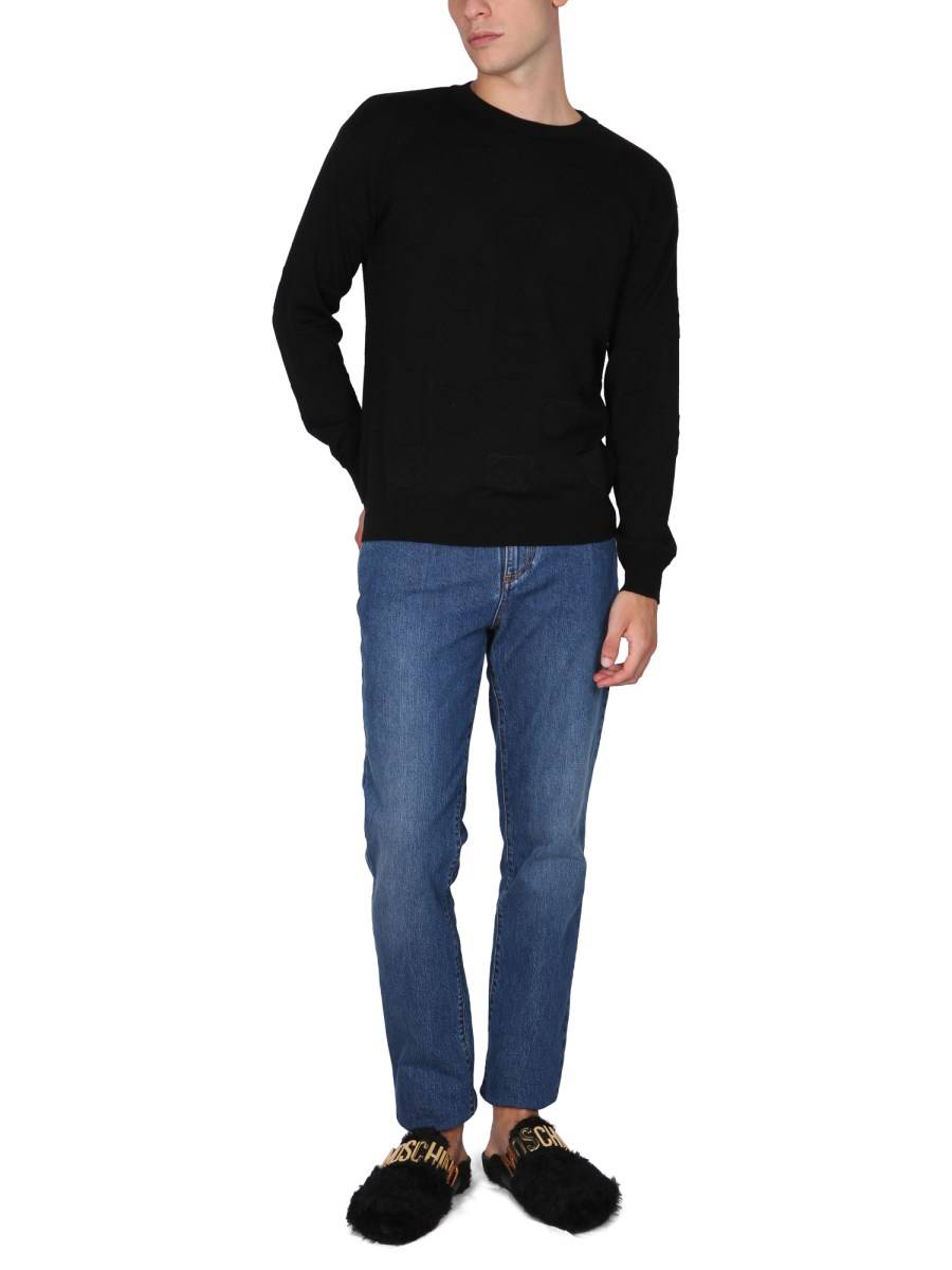 MOSCHINO MAGLIA IN LANA VERGINE CON INTARSIO TEDDY