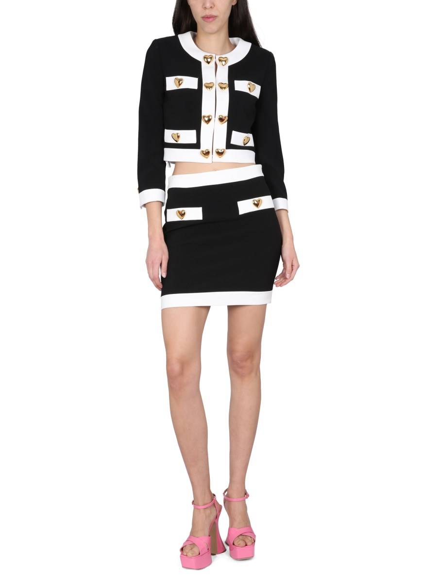 MOSCHINO MINIGONNA IN CRÊPE HEART BUTTONS