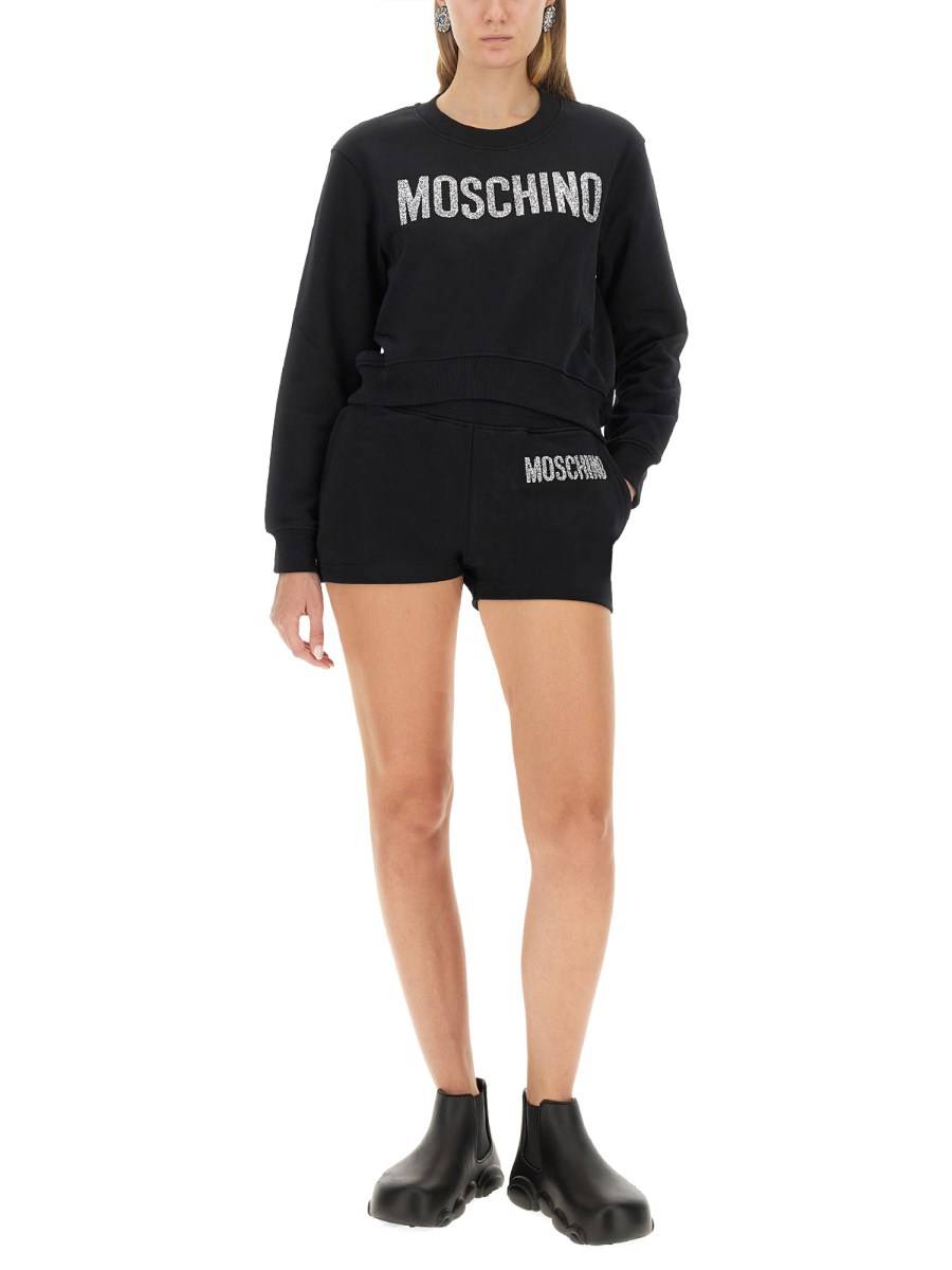 MOSCHINO SHORT IN FELPA DI COTONE CON LOGO