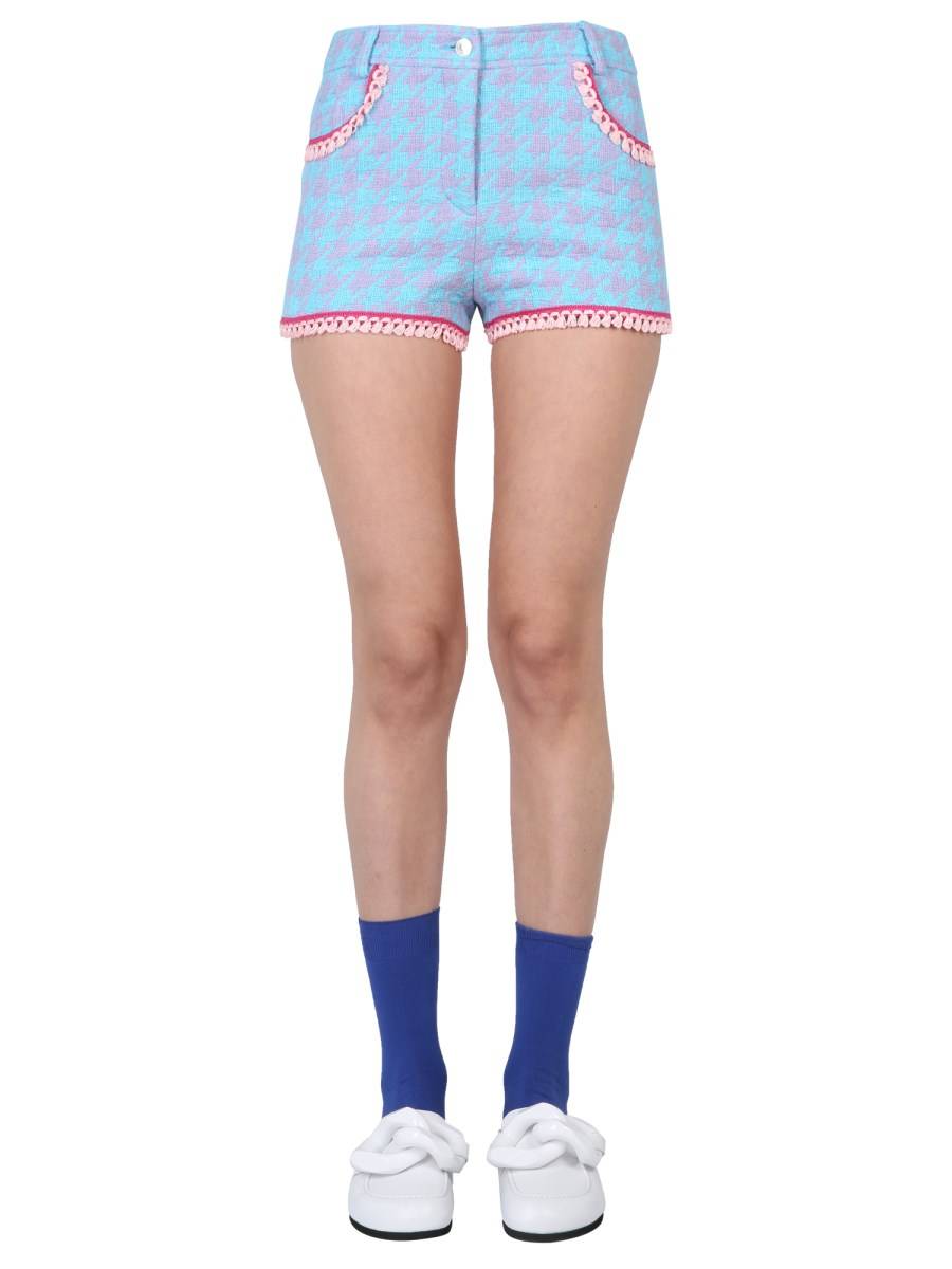 MOSCHINO SHORTS PIED DE POULE IN COTONE E NYLON
