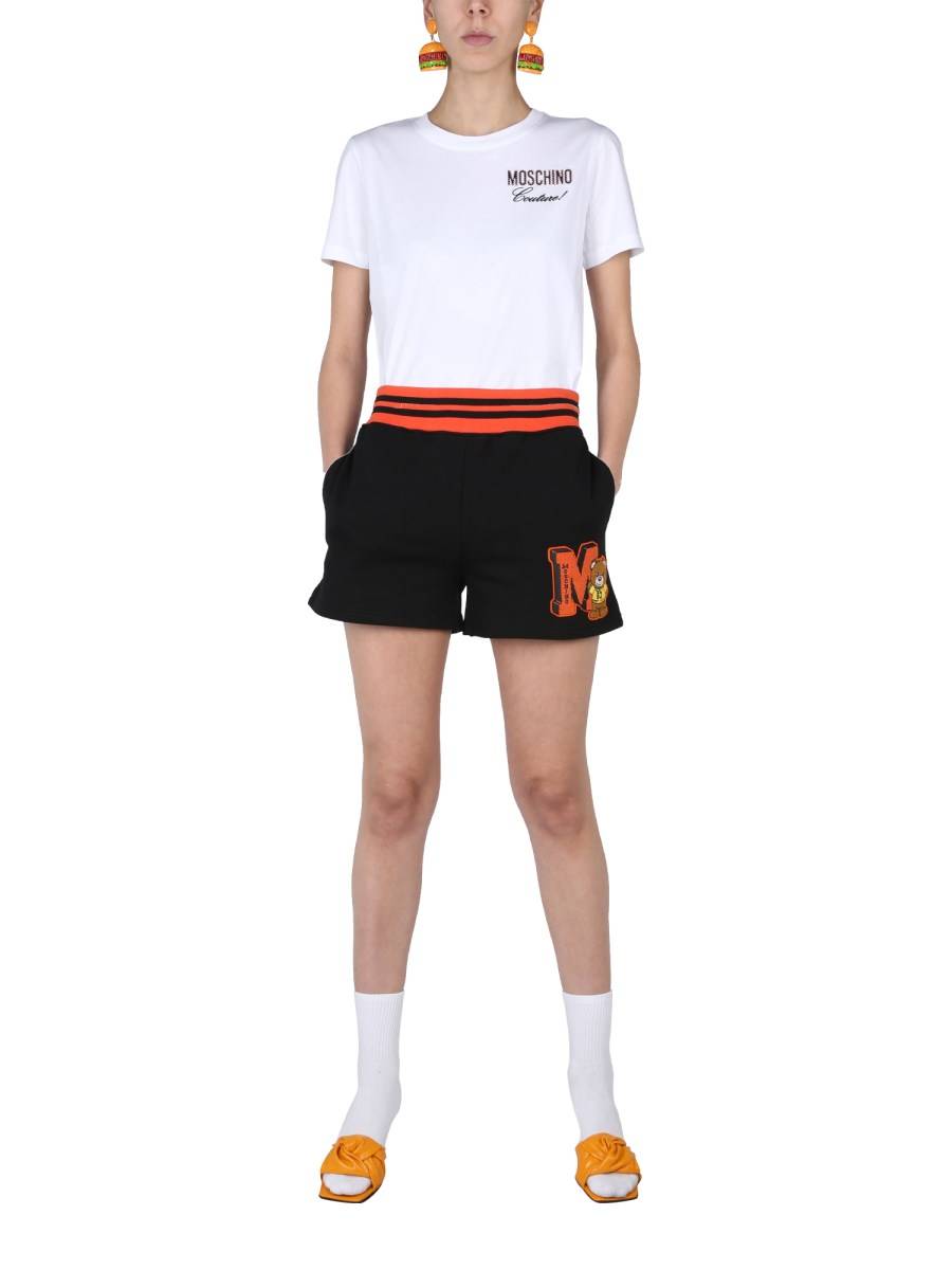 MOSCHINO SHORTS VARSITY IN COTONE "TEDDY BEAR"