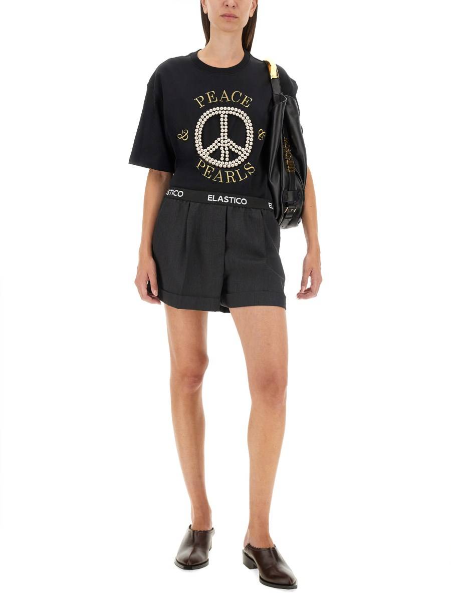 MOSCHINO T-SHIRT IN JERSEY DI COTONE CON LOGO