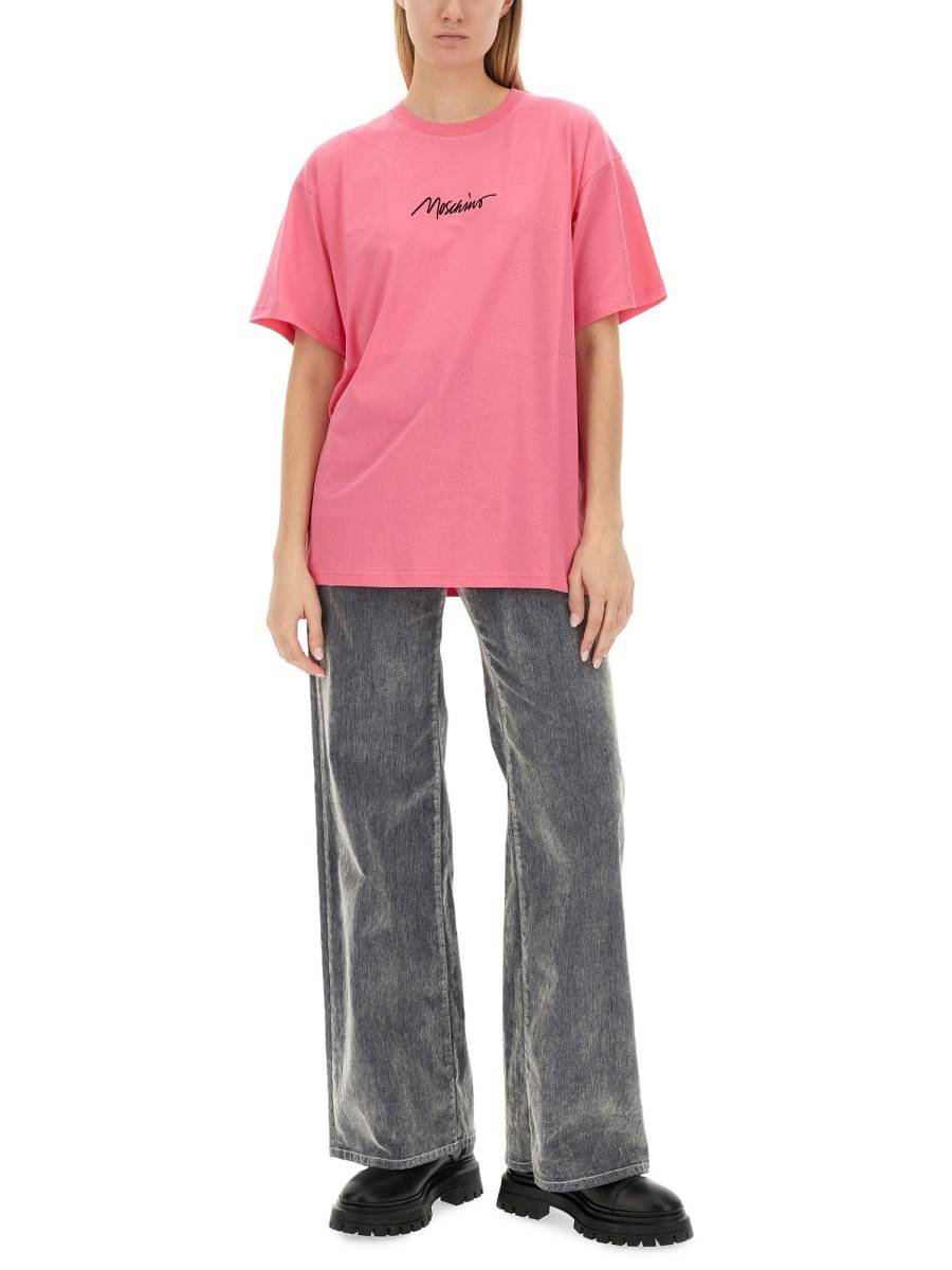 MOSCHINO T-SHIRT IN JERSEY DI COTONE CON LOGO
