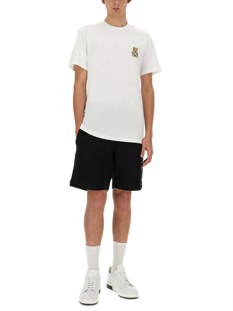 MOSCHINO T-SHIRT TEDDY PATCH IN COTONE