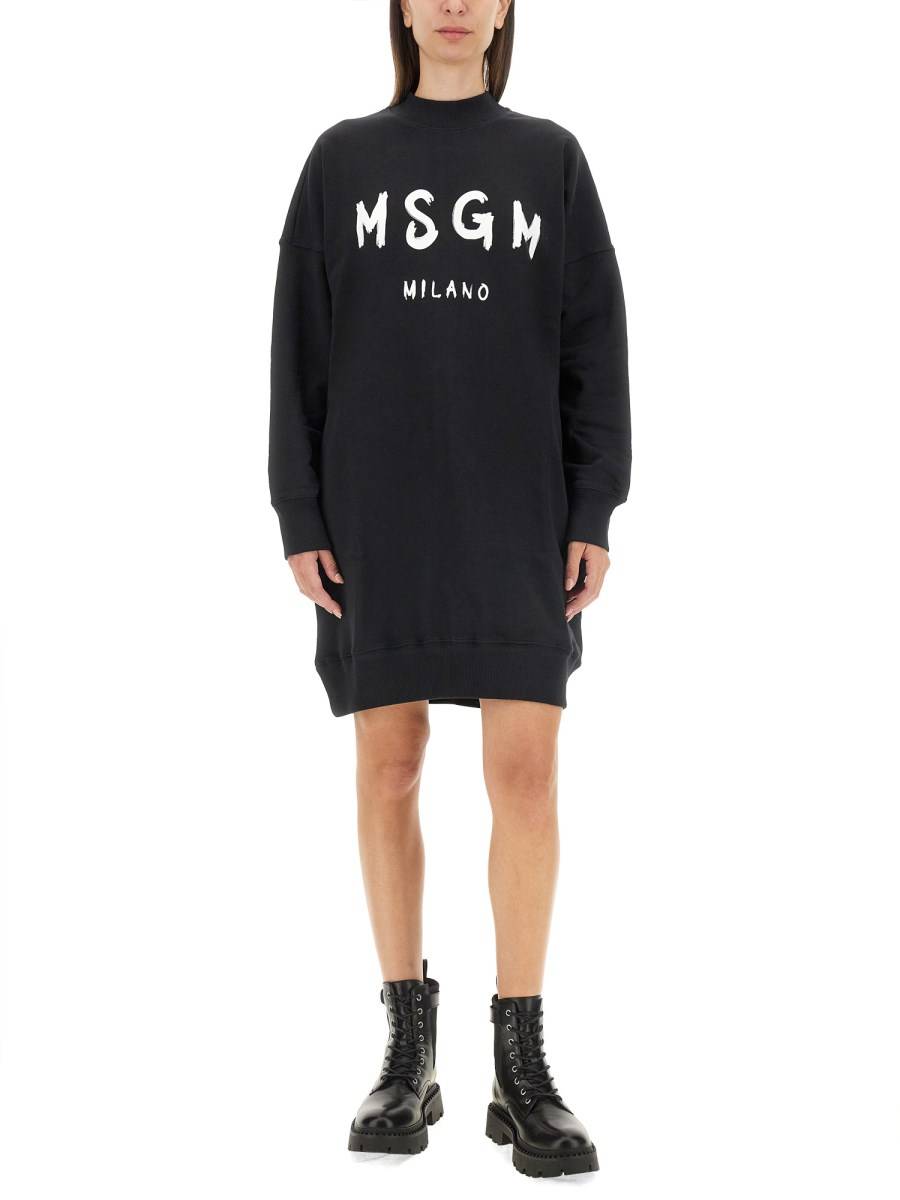 MSGM ABITO IN FELPA DI COTONE CON LOGO PENNELLATO