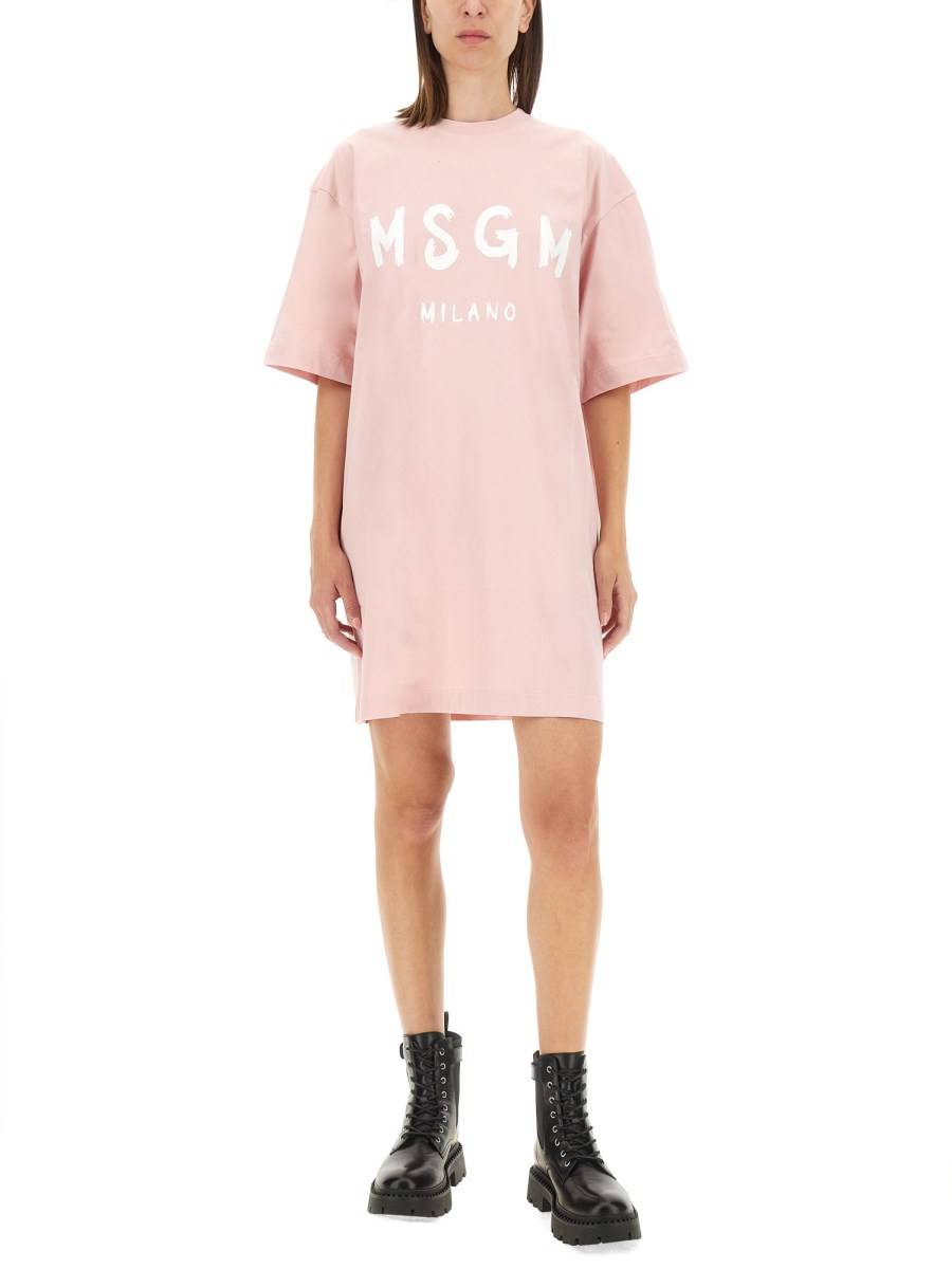 MSGM ABITO IN JERSEY DI COTONE CON LOGO