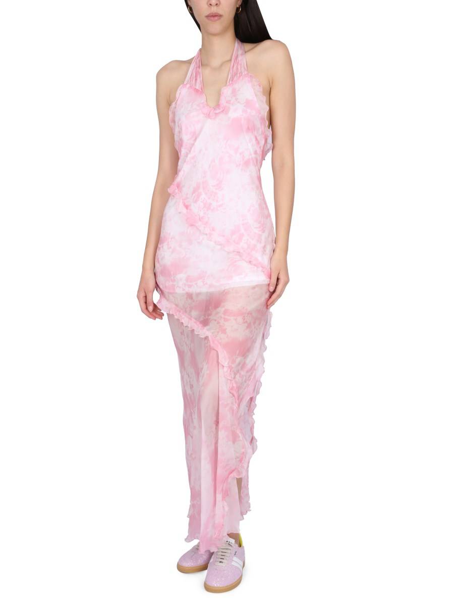 MSGM ABITO LUNGO IN SILK CHIFFON CON STAMPA