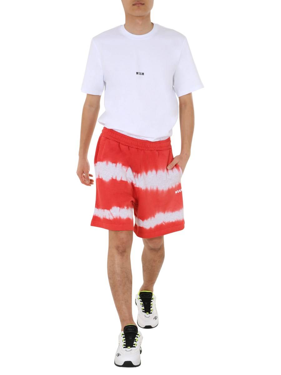 MSGM BERMUDA IN FELPA DI COTONE CON STAMPA TIE DYE