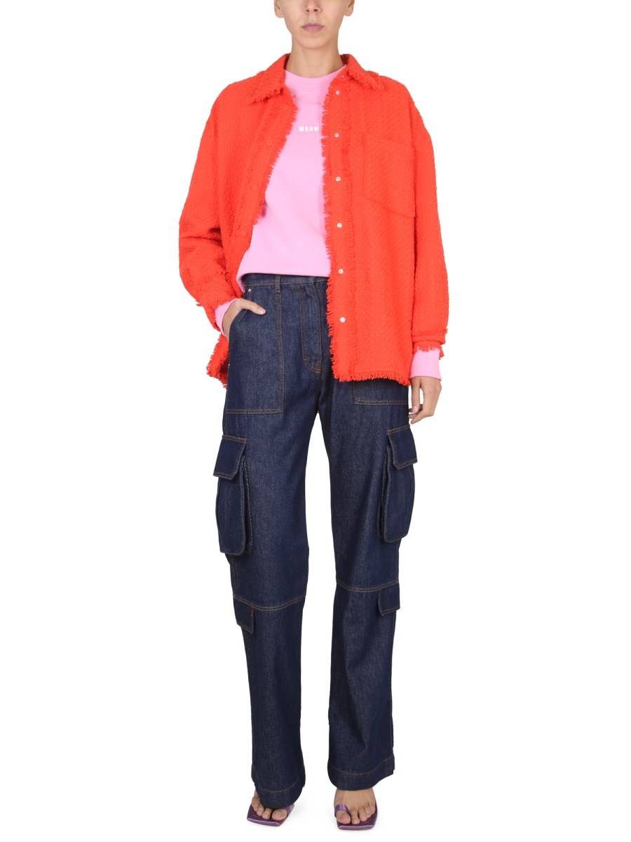 MSGM CAMICIA IN COTONE CON FRANGE