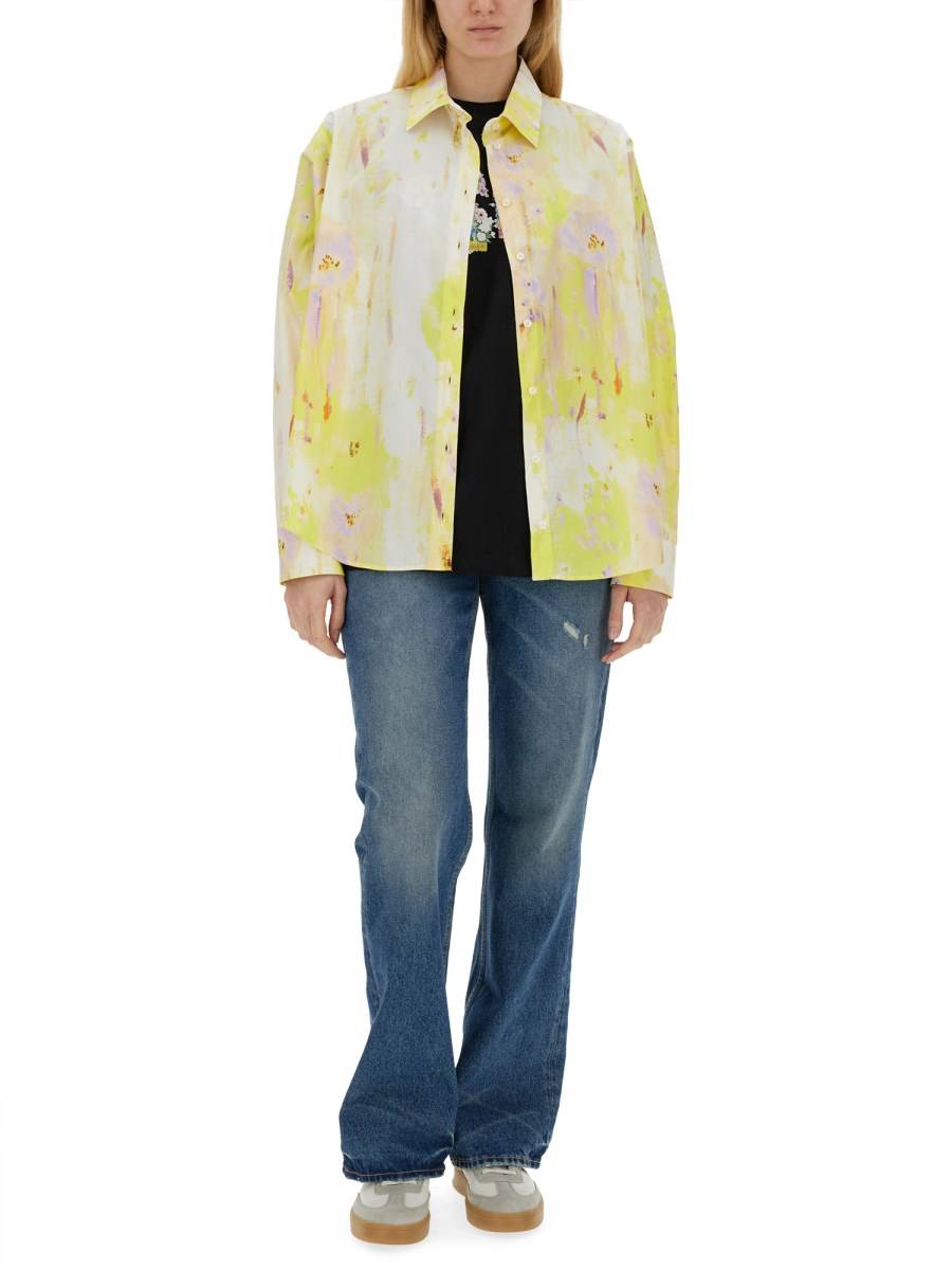 MSGM CAMICIA IN TWILL DI COTONE CON STAMPA
