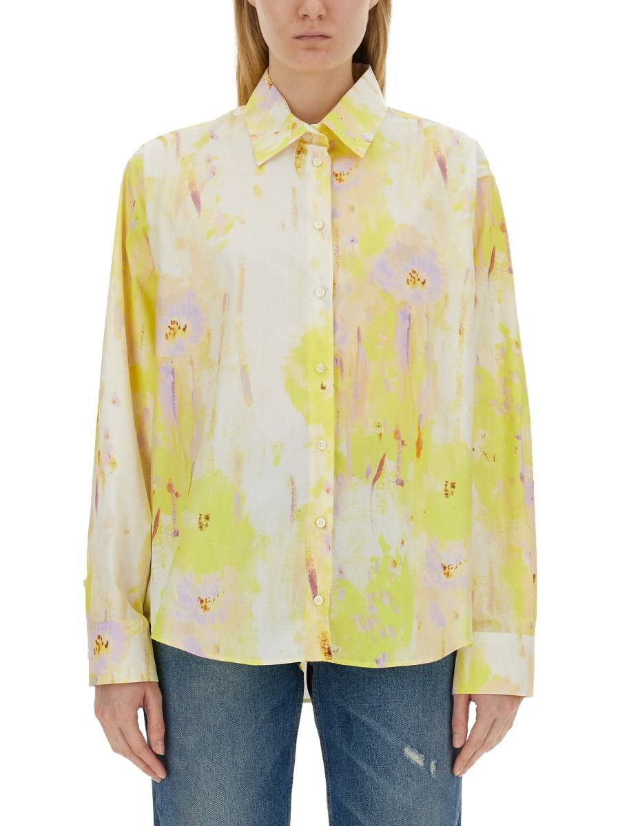 MSGM CAMICIA IN TWILL DI COTONE CON STAMPA