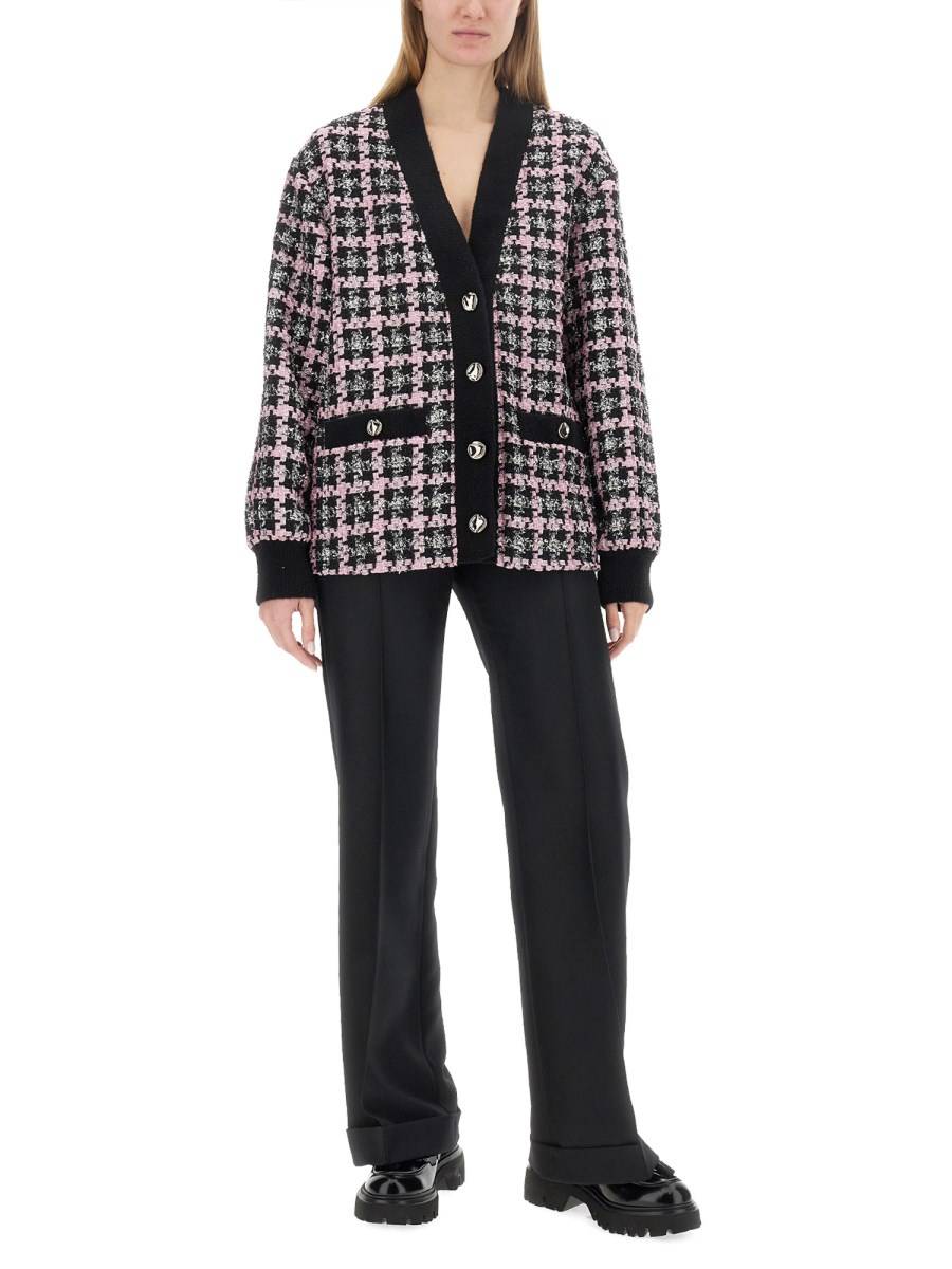 MSGM CARDIGAN CON MOTIVO LUREX CHECK TWEED