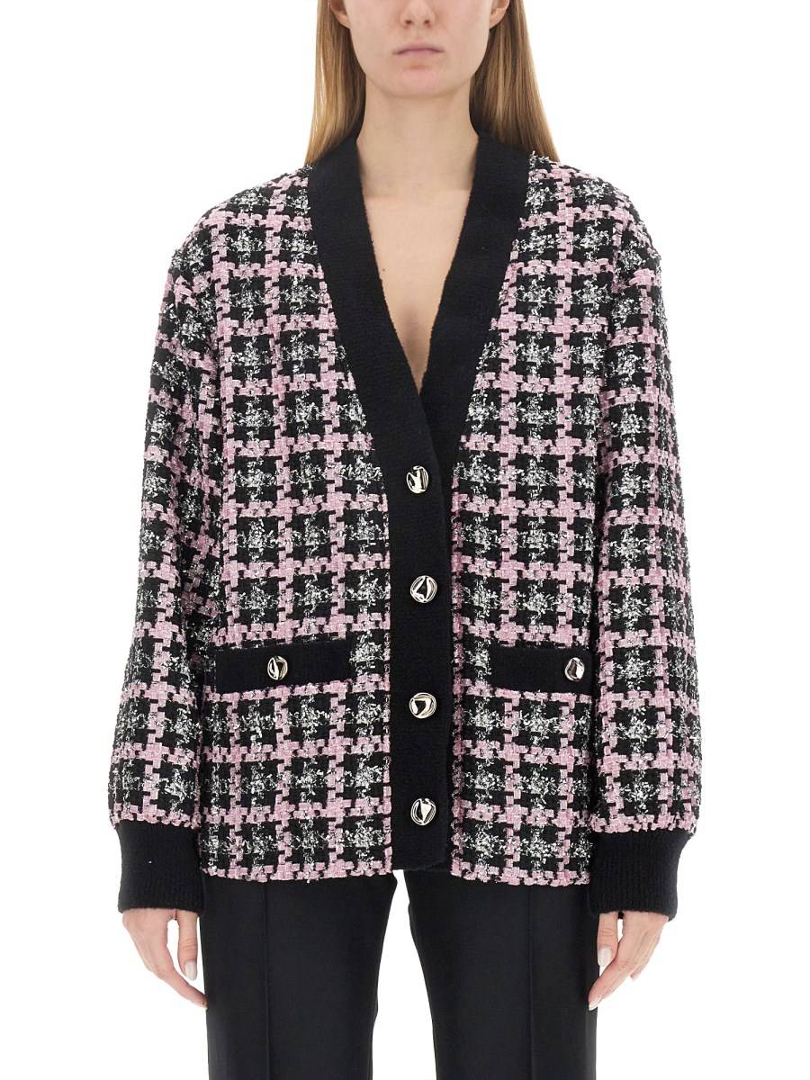 MSGM CARDIGAN CON MOTIVO LUREX CHECK TWEED
