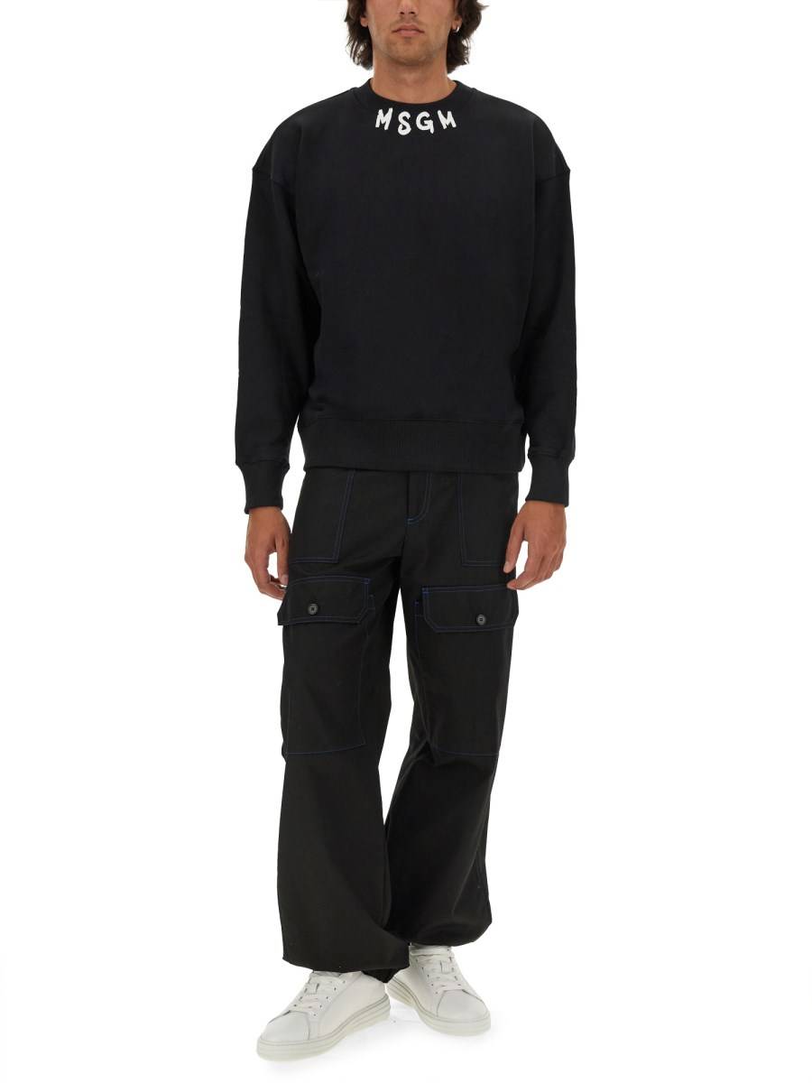 MSGM FELPA IN COTONE CON LOGO PENNELLATO