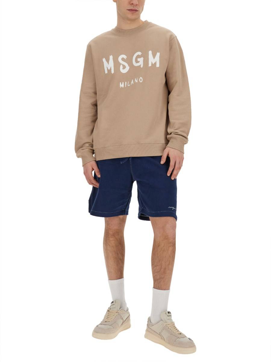 MSGM FELPA IN COTONE CON LOGO PENNELLATO