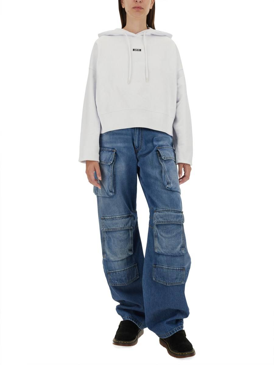 MSGM FELPA IN COTONE CON MICRO LOGO