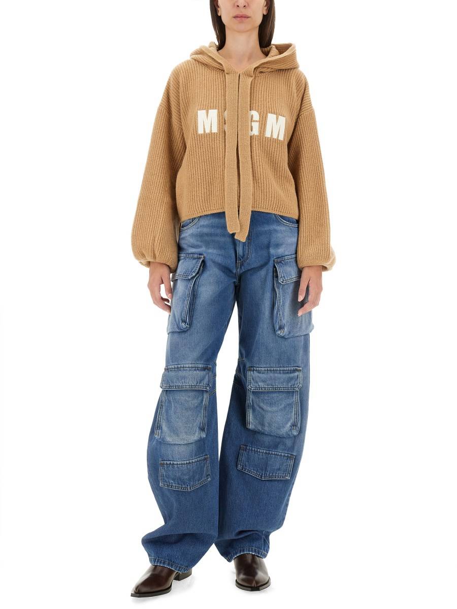 MSGM JEANS CARGO IN DENIM DI COTONE