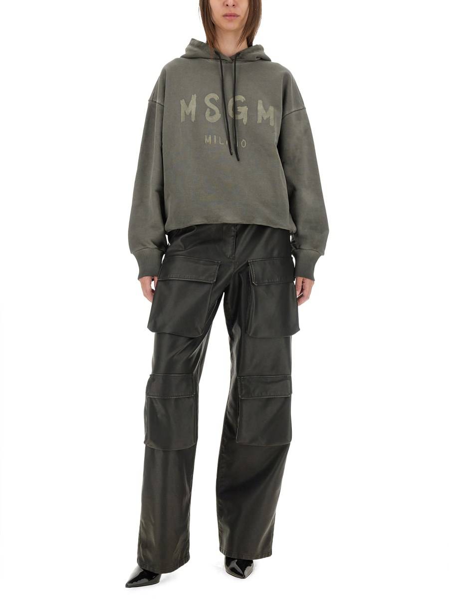 MSGM PANTALONE CARGO IN ECO PELLE