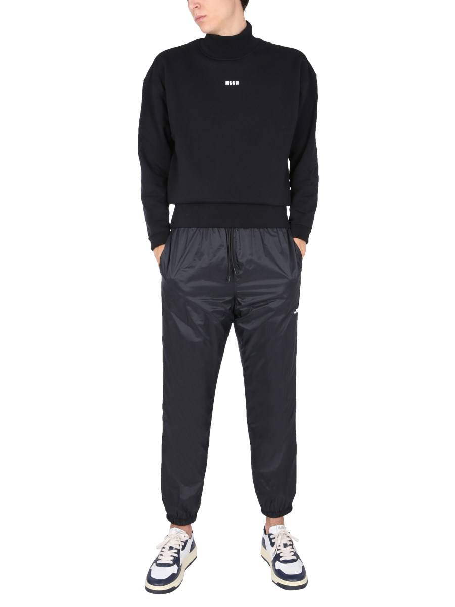 MSGM PANTALONE JOGGING IN NYLON CON STAMPA LOGO