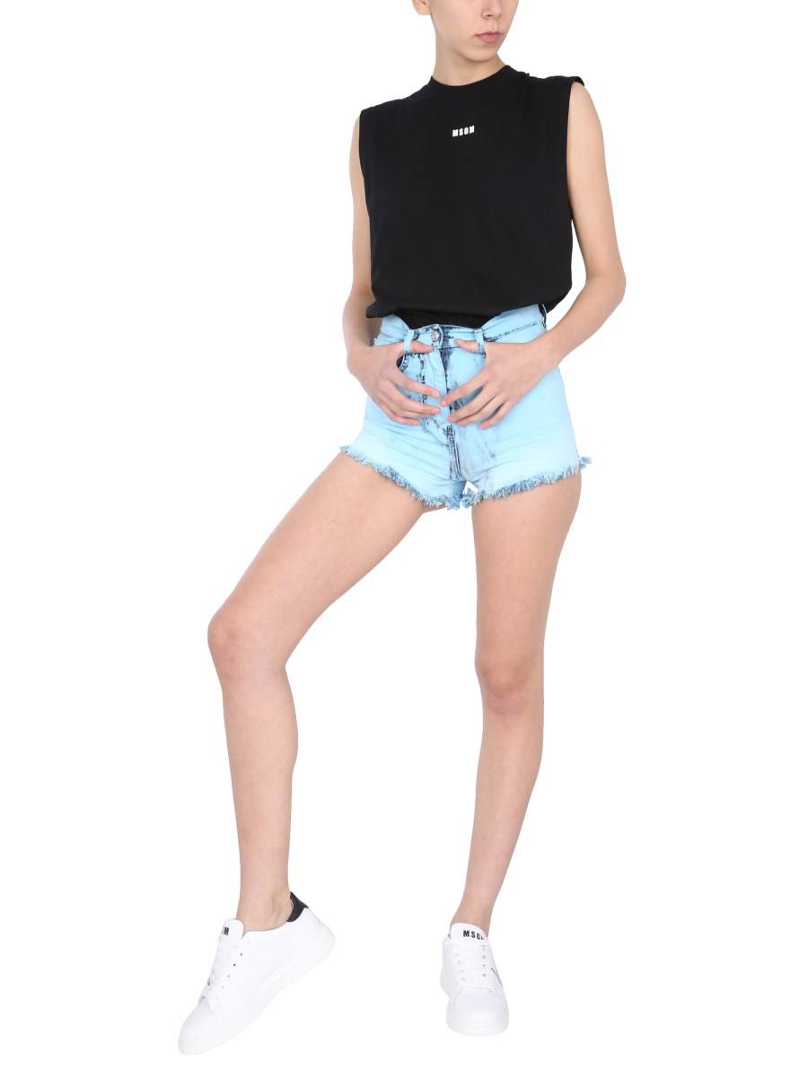 MSGM SHORT IN DENIM DI COTONE
