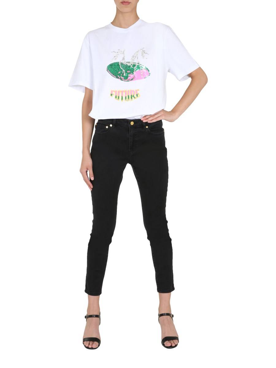MSGM T-SHIRT GIROCOLLO IN COTONE CON RICAMO FUTURE